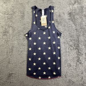 Alternative Womens S Racerback Tank Top Star Print Navy Blue Cotton Rayon NWT